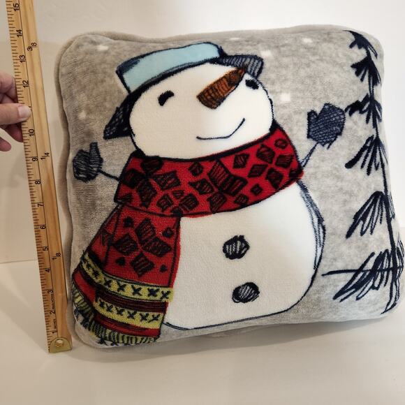 CUDDL DUDS KOHLS Novelty Print Throw Pillow Snowman Christmas Winter 16" x 18" - Picture 5 of 8